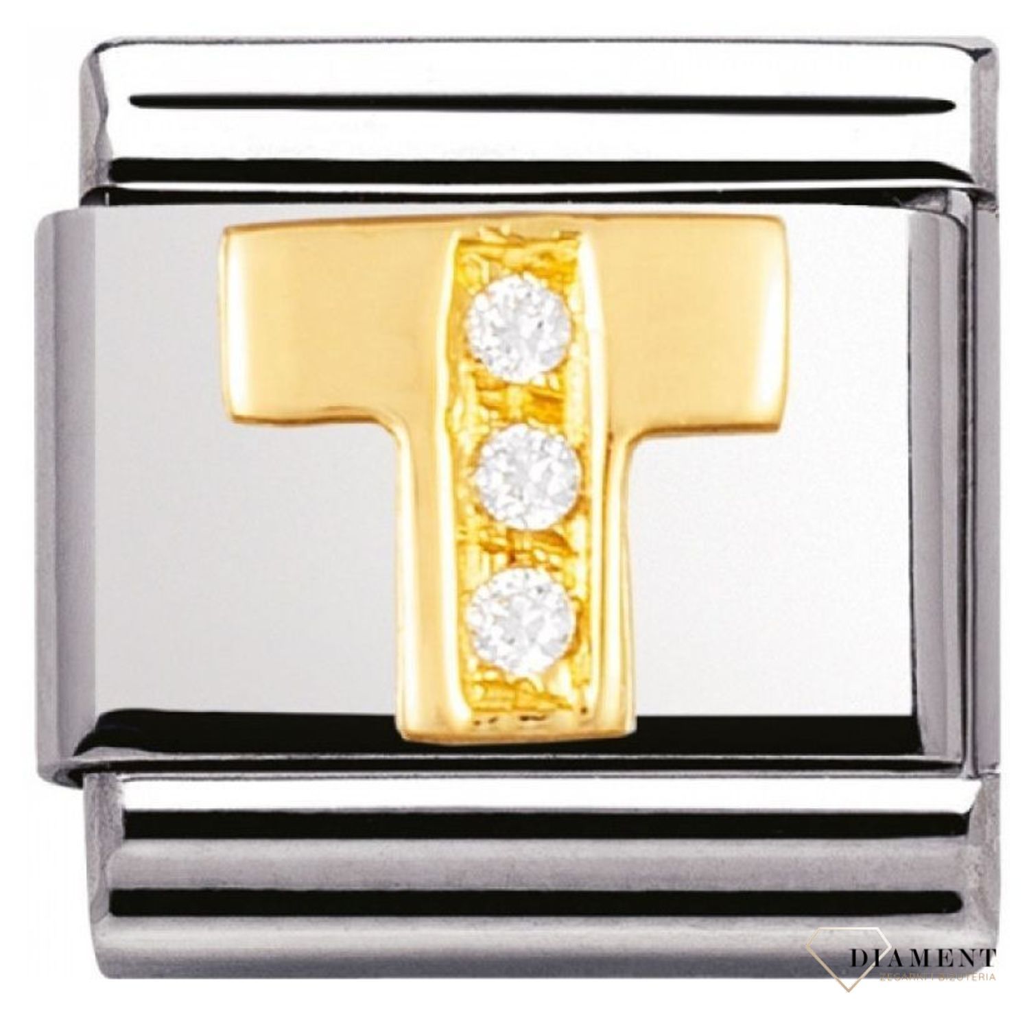 Nomination - Link 18K zawieszka złoto 'Litera T z cyrkoniami' 030301 20 biżuteria nomination nomination zawieszki nomination baza.jpg